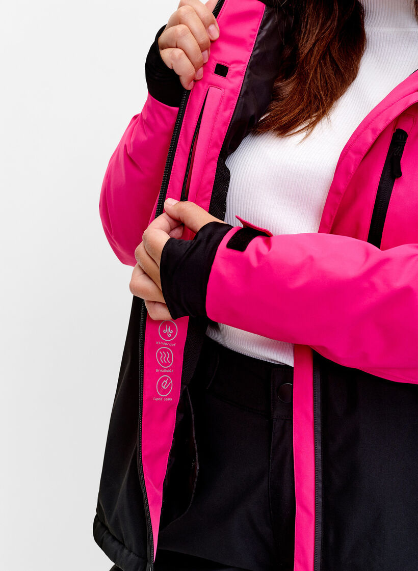 Two-tone ski jacket with hood, Fuchsia Purple Comb, Model image number 2