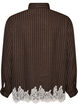 Pinstripe shirt with lace trim, Brown, Packshot image number 1
