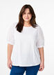 T-shirt with Broderie Anglaise sleeves, White, Model image number 0