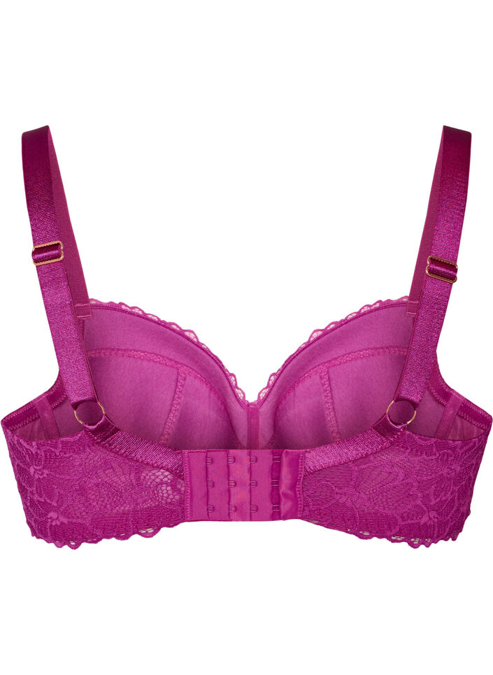 Padded bra with lace and underwire, Purple, Packshot image number 1