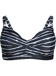 Printed bikini bra with underwire, Black White Stripe, Packshot