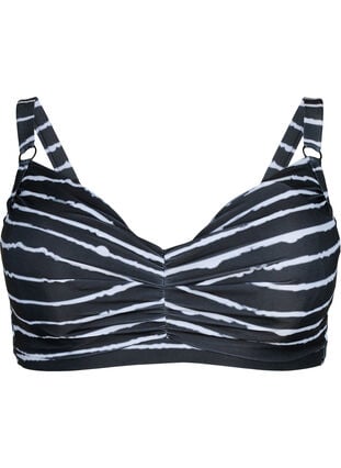 Printed bikini bra with underwire, Black White Stripe, Packshot image number 0