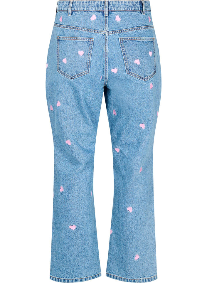 High-waisted Gemma jeans with hearts, Blue, Packshot image number 1