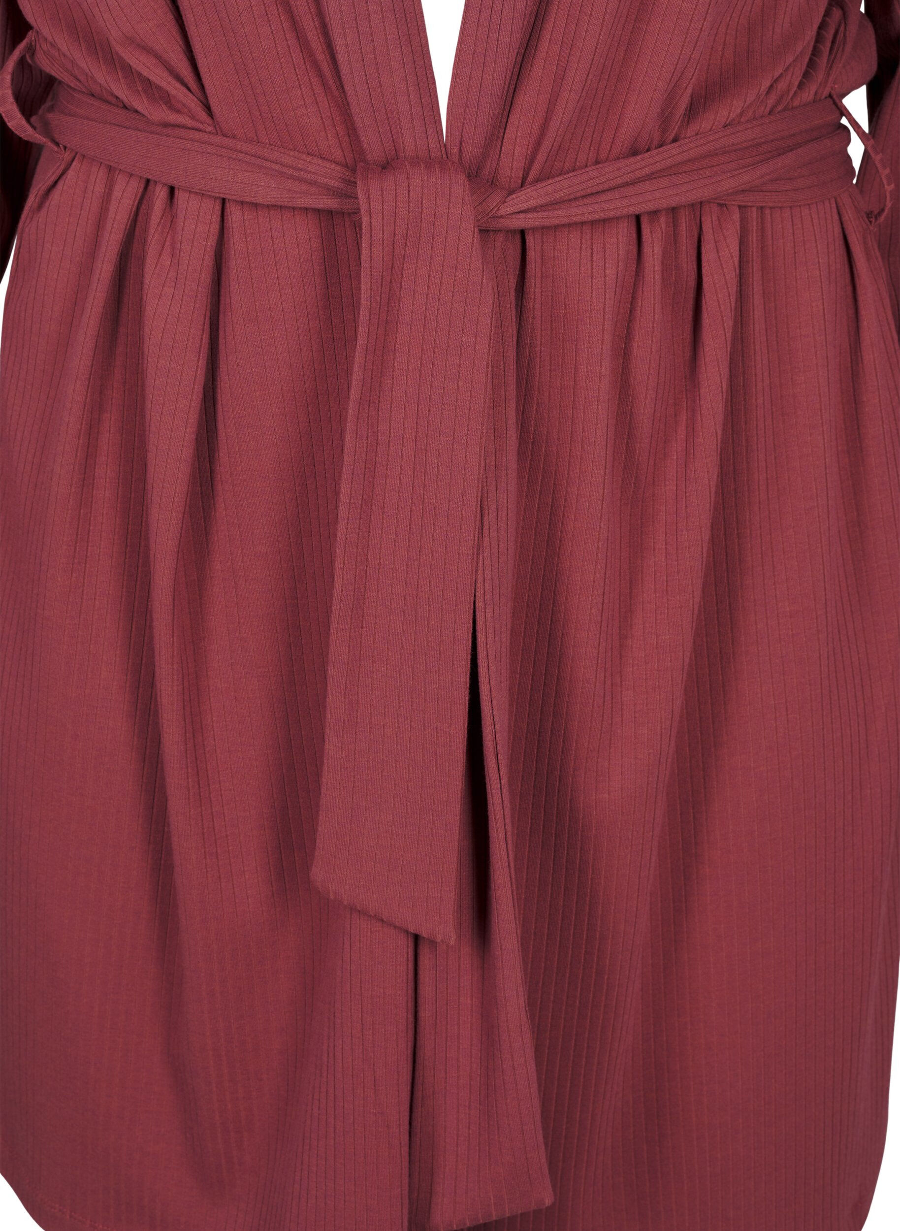 Zizzifashion Dressing gown with tie belt, Rose Brown, Packshot image number 2