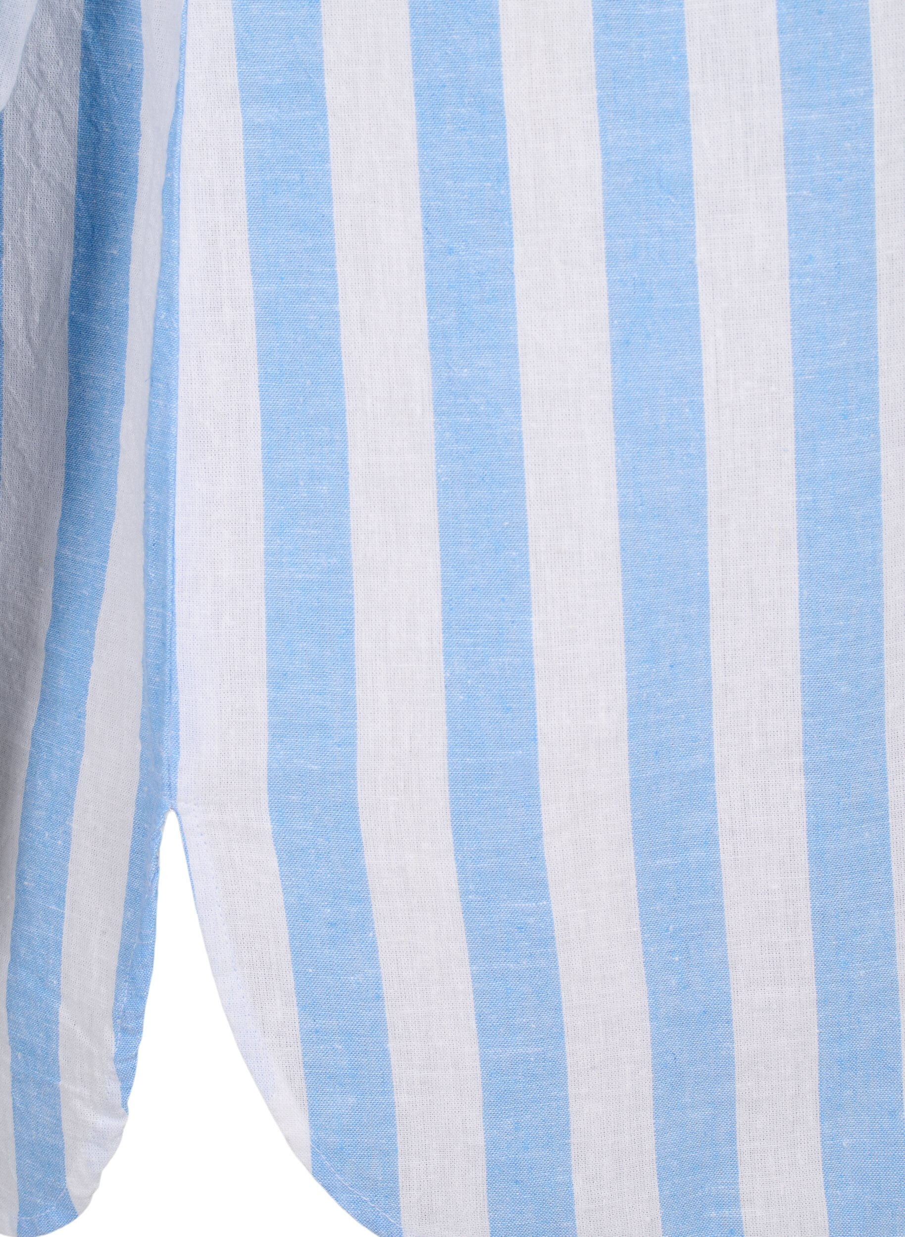 Zizzifashion Long shirt in linen and cotton, Blue White Stripe, Packshot image number 3