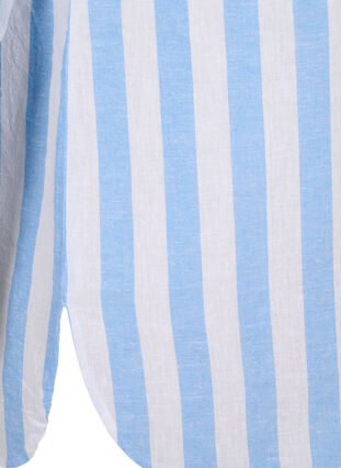 Long shirt in linen and cotton, Blue White Stripe, Packshot image number 3