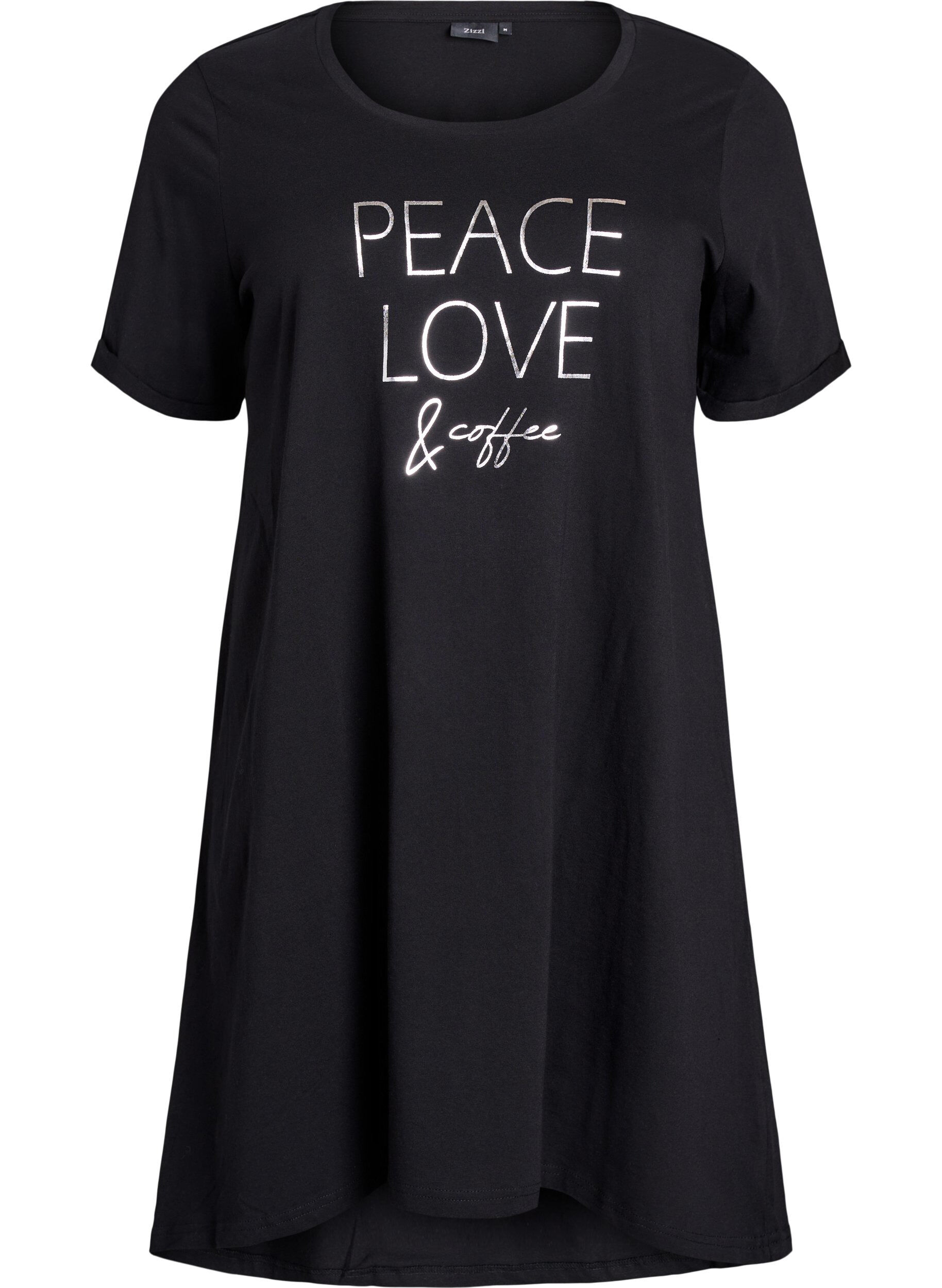 Zizzifashion Short-sleeved nightgown in organic cotton, Black, Packshot image number 0