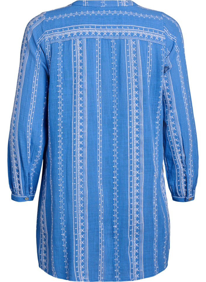 Tunic with embroidered pattern, Blue, Packshot image number 1