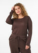 Organic cotton pyjama top with eyelet embroidery, Brown, Model image number 0
