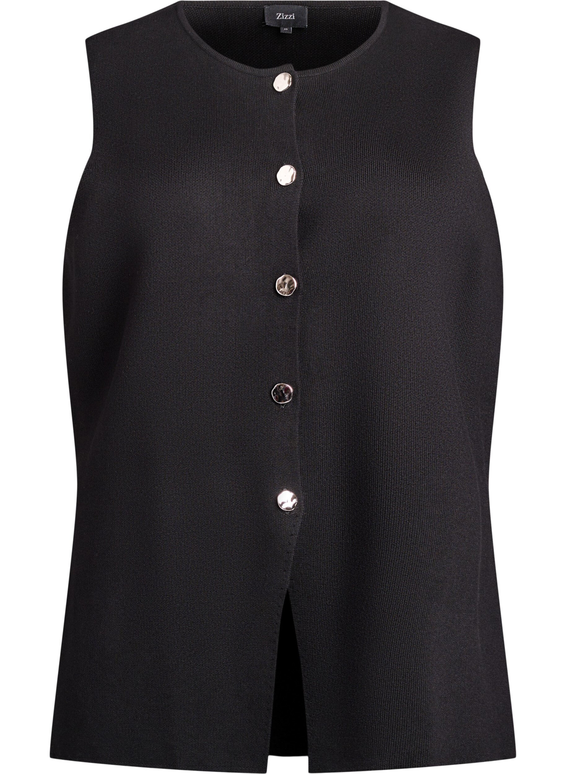 Sleeveless knit vest with decorative buttons