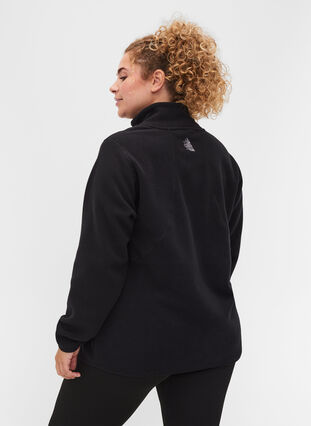 Fleece jacket with pockets and zip, Black, Model image number 1