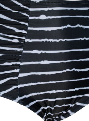 High-waisted striped bikini bottoms, Black White Stripe, Packshot image number 2