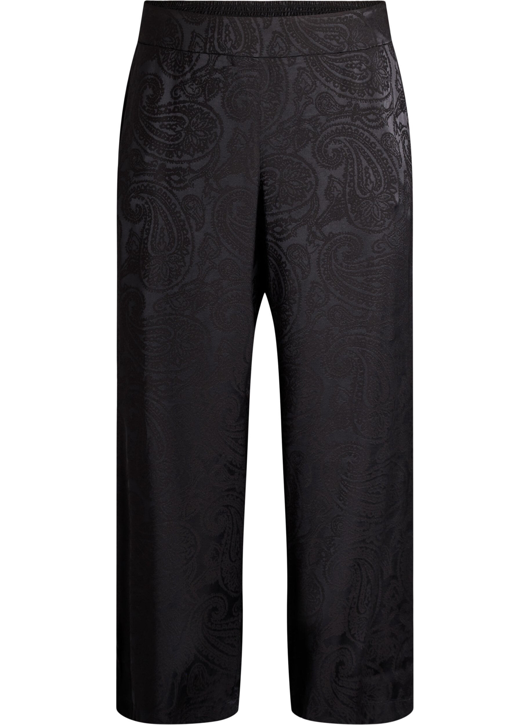 ZizzifashionLoose trousers with paisley pattern and high waist, Black, Packshot image number 0