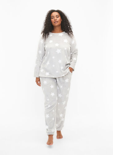 Soft pants with star print, Grey Star, Model image number 0
