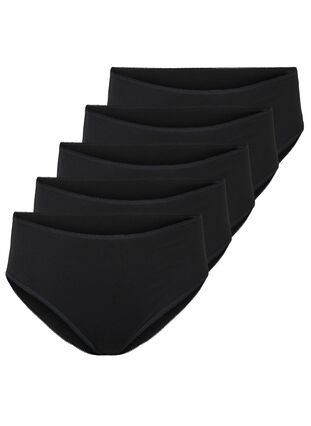 5-pack cotton knickers with regular waist, Black, Packshot image number 0