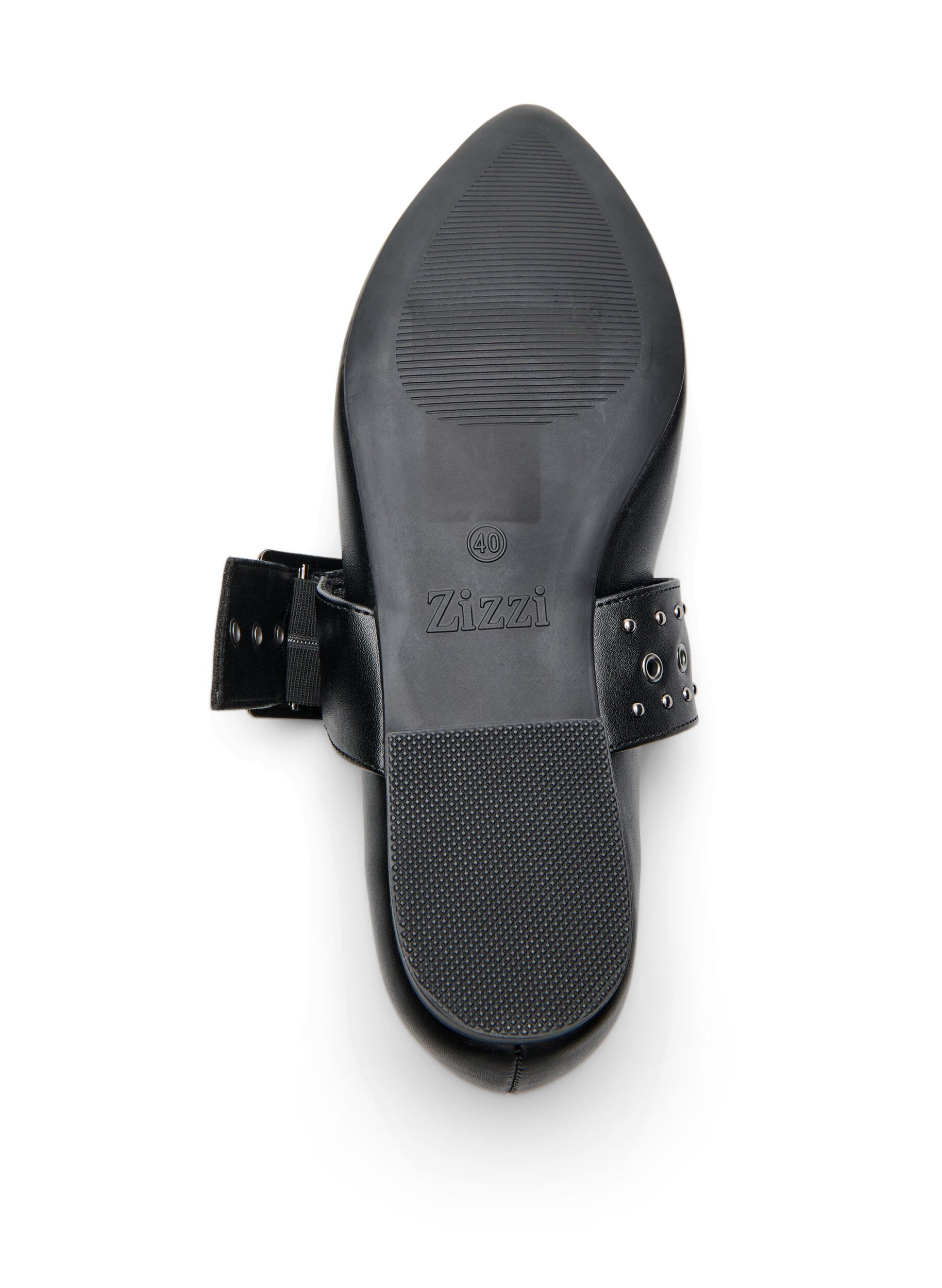 Zizzifashion Wide fit - Pointed ballerina with buckle and studs, Black, Packshot image number 4