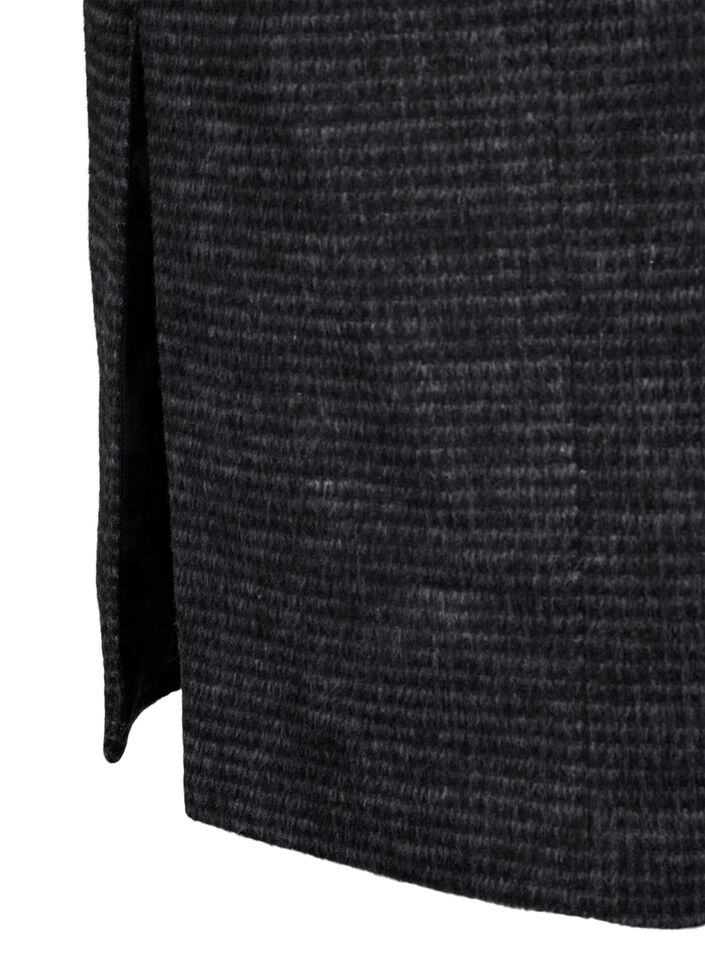 Checked wool coat with a brushed texture, Black Comb, Packshot image number 3