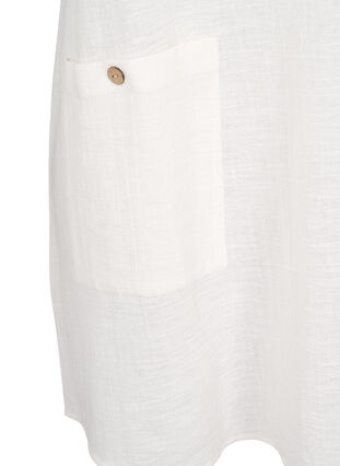 3/4 sleeve cotton blend tunic with linen, Off-White, Packshot image number 3