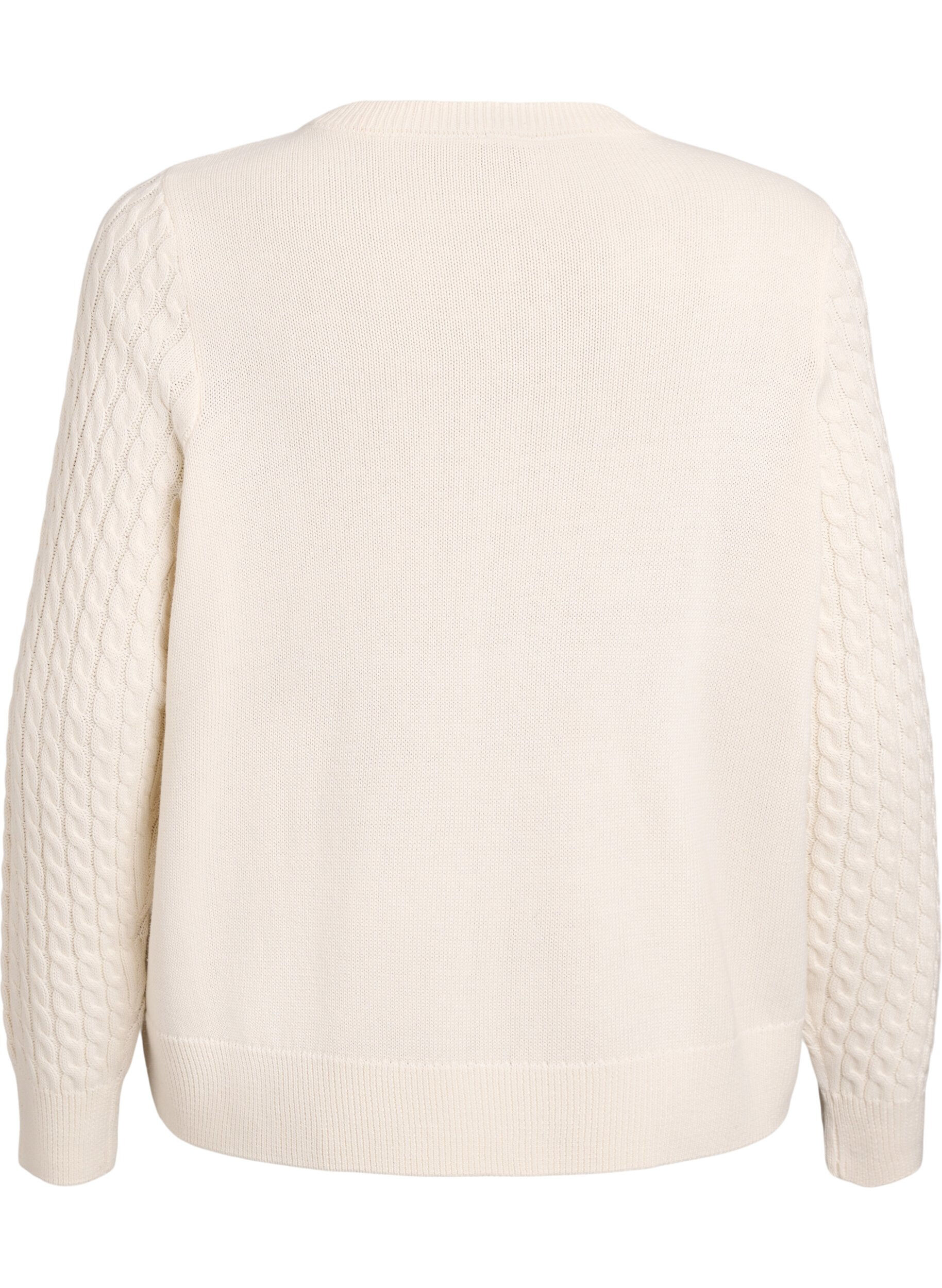 ZizzifashionCable knit cardigan with golden buttons, Vanilla, Packshot image number 1