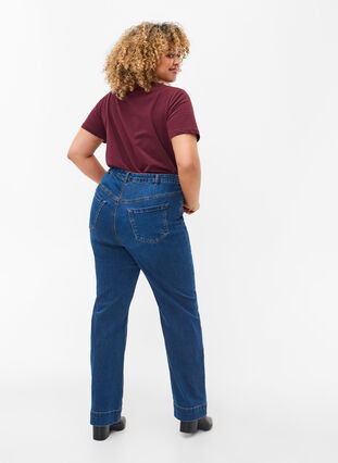 	 Regular fit Megan jeans with extra high waist, Blue denim, Model image number 1