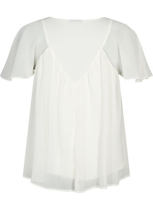  Plain top with batwing sleeves and V-neck, Warm Off-white, Packshot image number 1