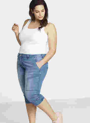 Slim fit capri jeans with pockets, Light blue denim, Model image number 1