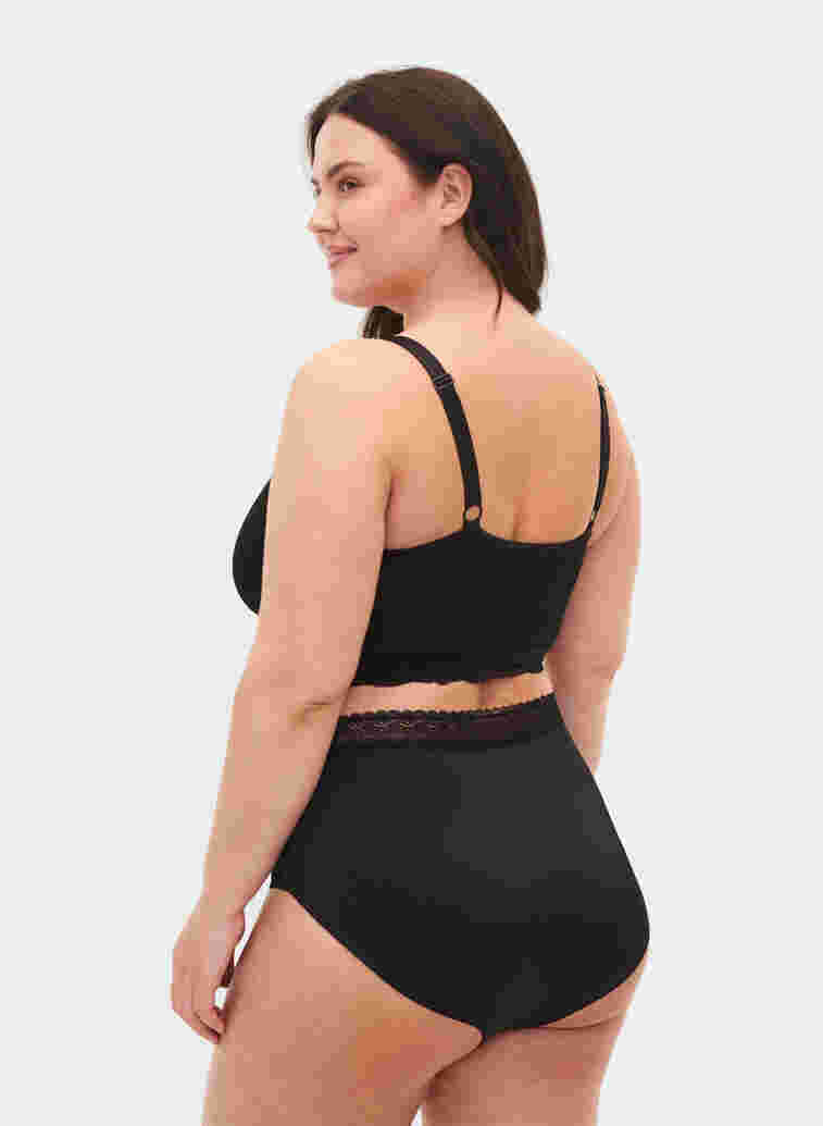 High-waisted knickers with laces, Black, Model image number 1