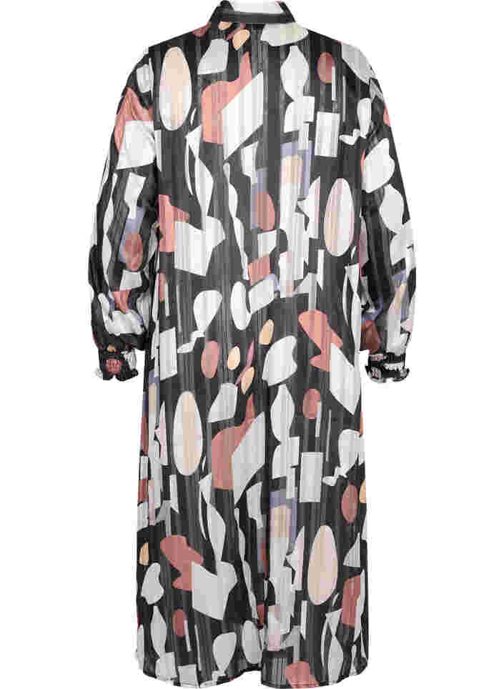 Printed shirt dress with smock, Graphic AOP, Packshot image number 1