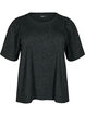 T-shirt with glitter and short puff sleeves, Black, Packshot image number 0