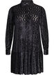 Short dress with a velour pattern, Black, Packshot image number 0
