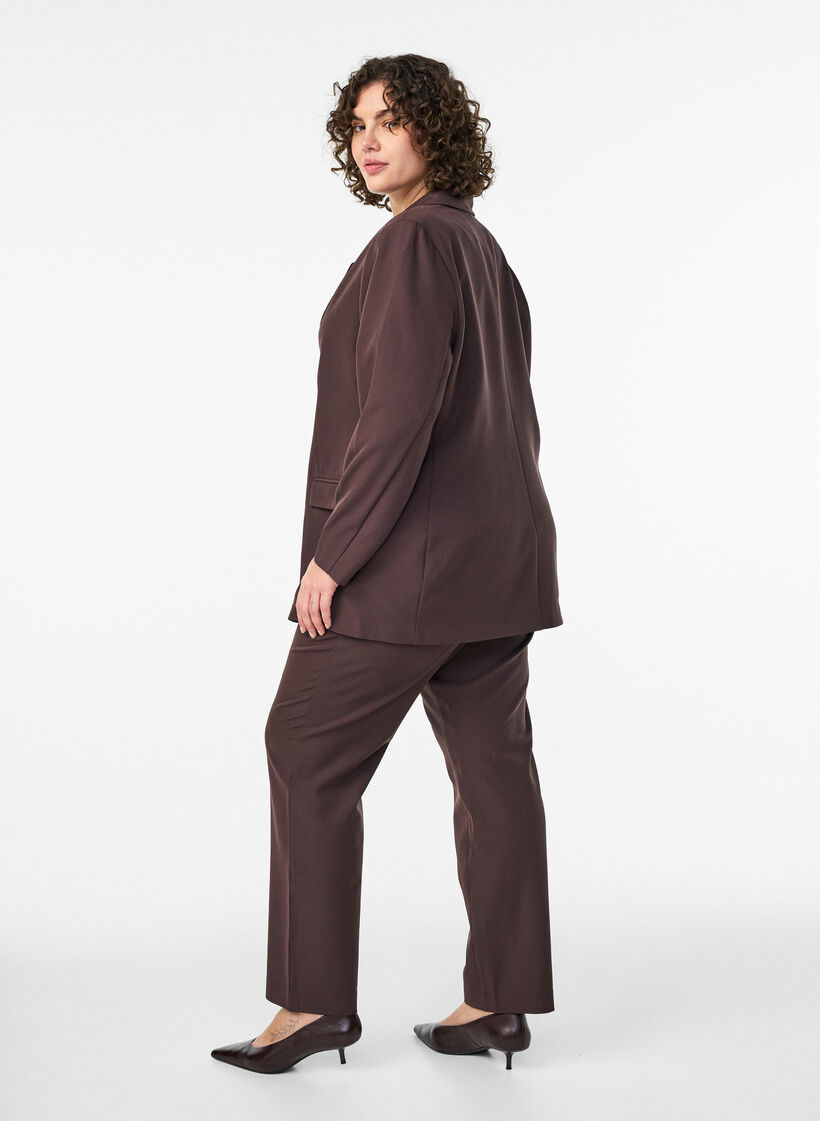 Trousers with pockets and straight legs, Brown, Model image number 1