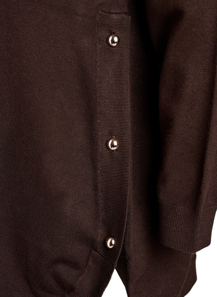 Knitted blouse with side buttons, Brown, Packshot image number 3