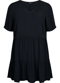 Single colored viscose tunic with short sleeves