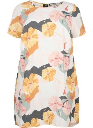 Dress with print and short sleeves, Rose Big Flower, Packshot image number 0