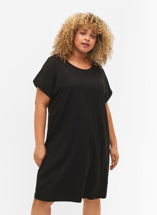 2-pack cotton dress with short sleeves, Black/Black, Model image number 0