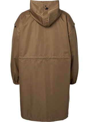 Windproof parka jacket with adjustable waist, Teak, Packshot image number 1