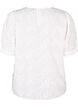 Short-sleeved blouse with embroidery and a round neck, White, Packshot image number 1