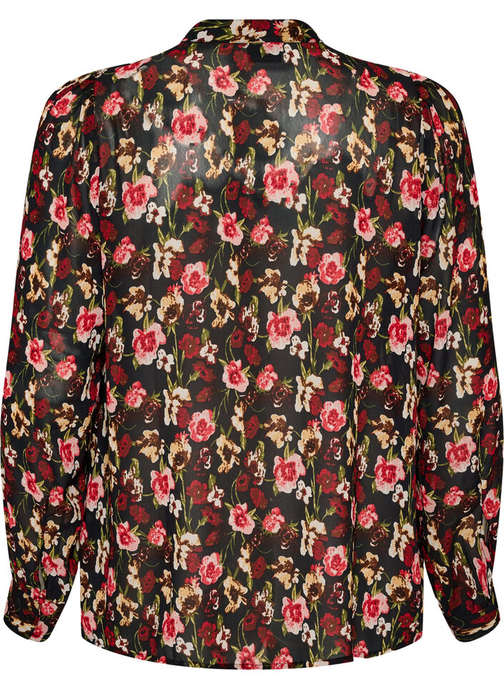 Blouse with all-over print and short button placket, Rose, Packshot image number 1