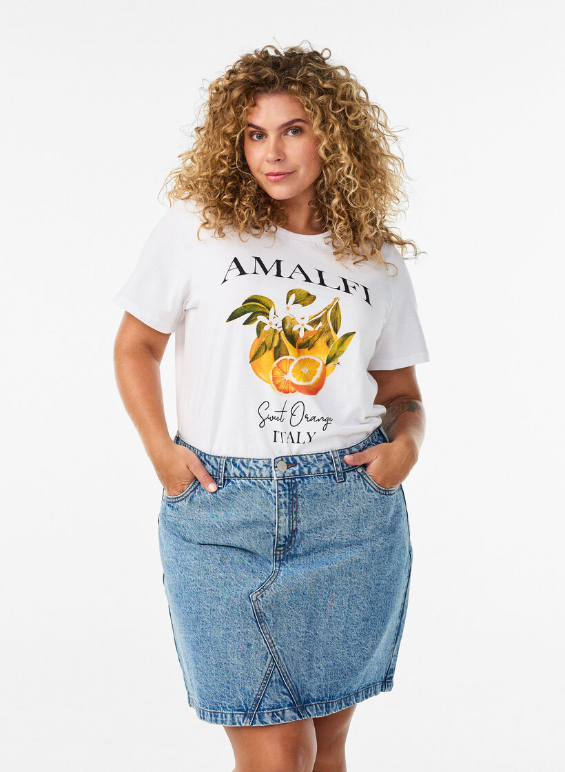 Short denim skirt with pockets, Light Blue, Model image number 0