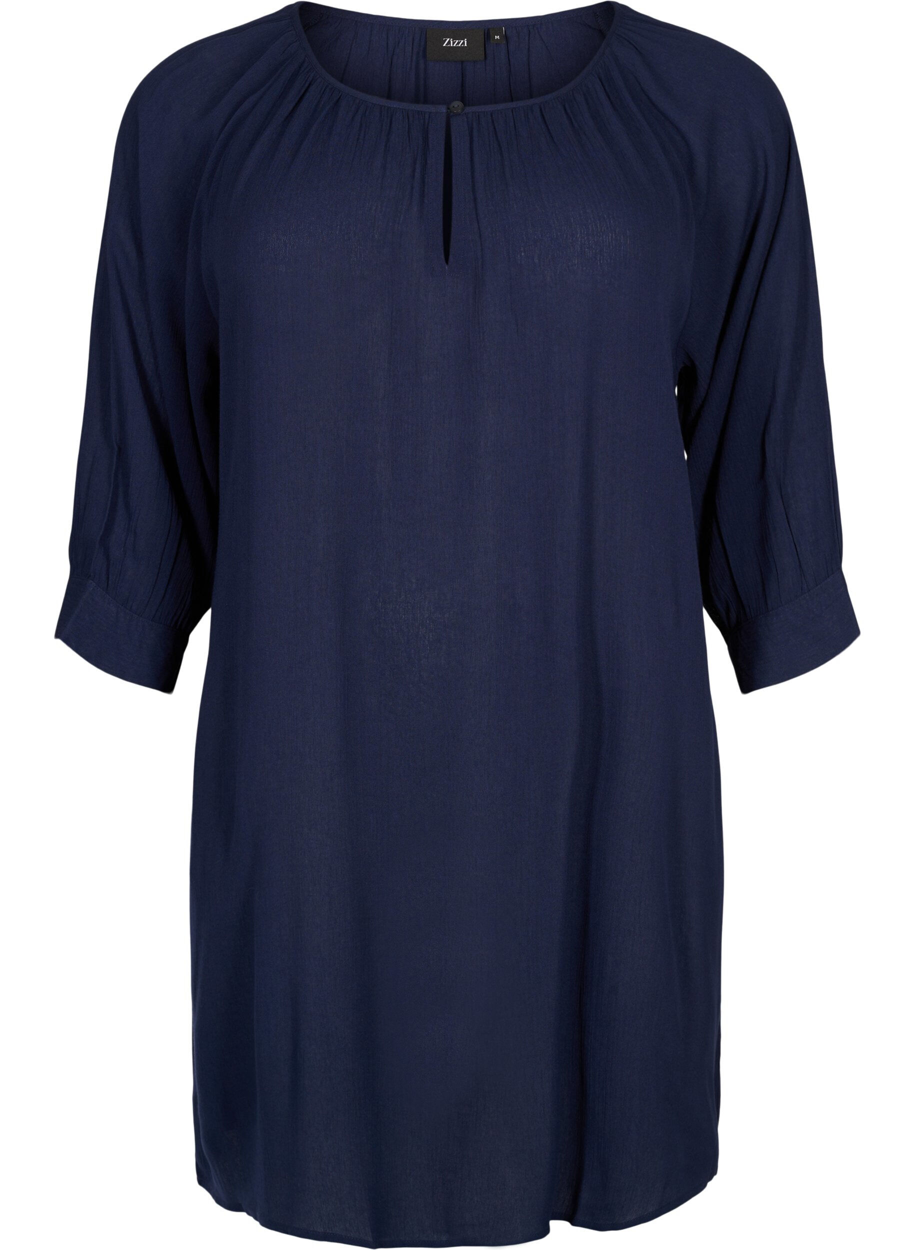 Zizzifashion Viscose tunic with 3/4 sleeves, Blue, Packshot image number 0