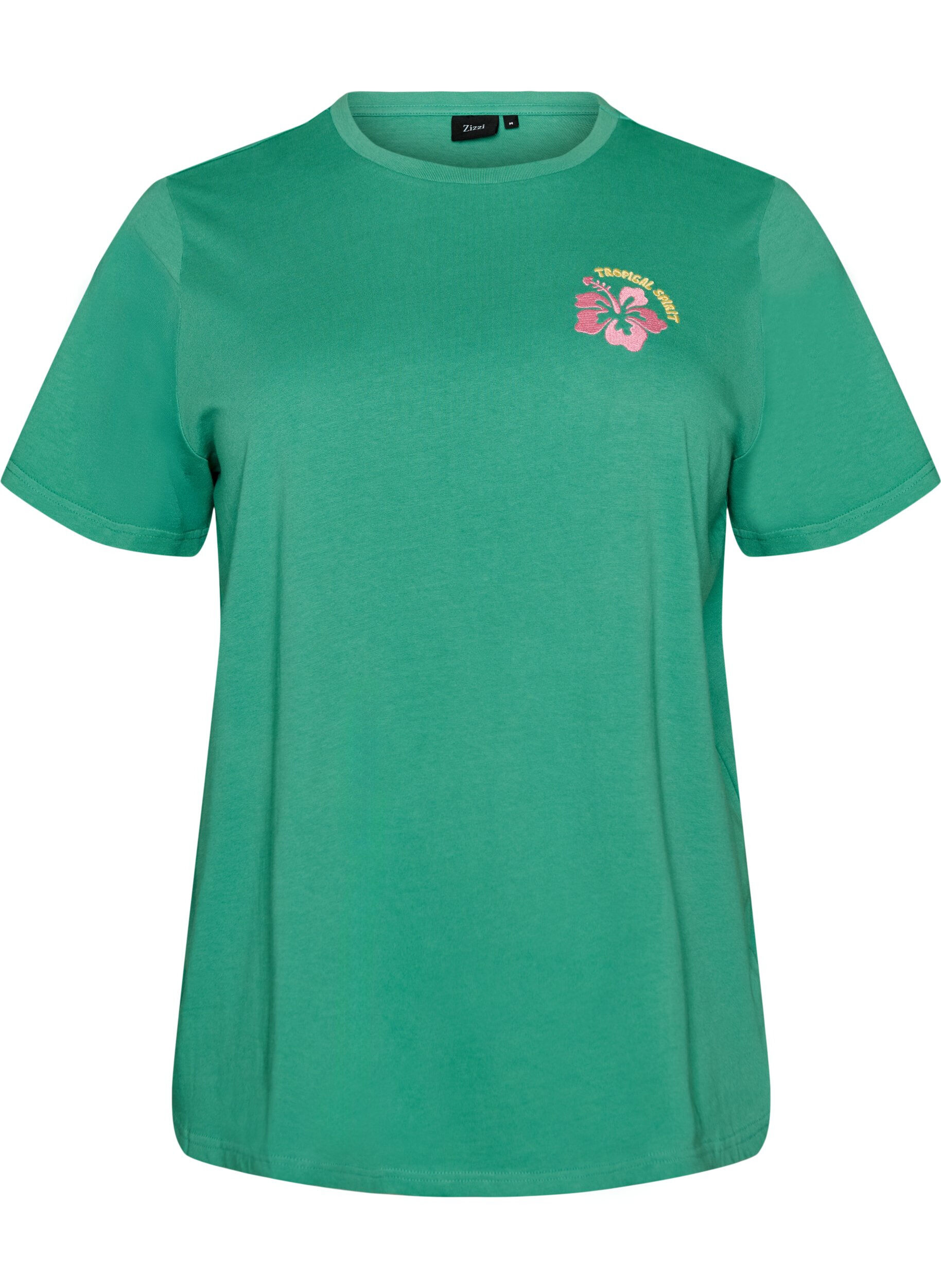 ZizzifashionOrganic cotton T-shirt with back print, Green, Packshot image number 0