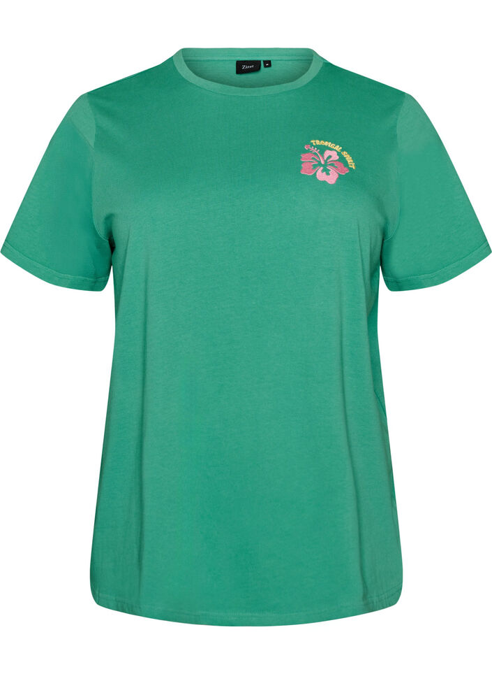 Organic cotton T-shirt with back print, Green, Packshot image number 0