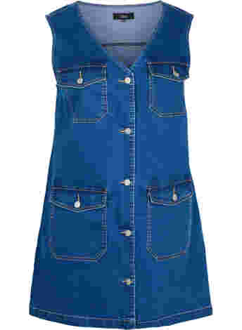 Denim pinafore dress with buttons