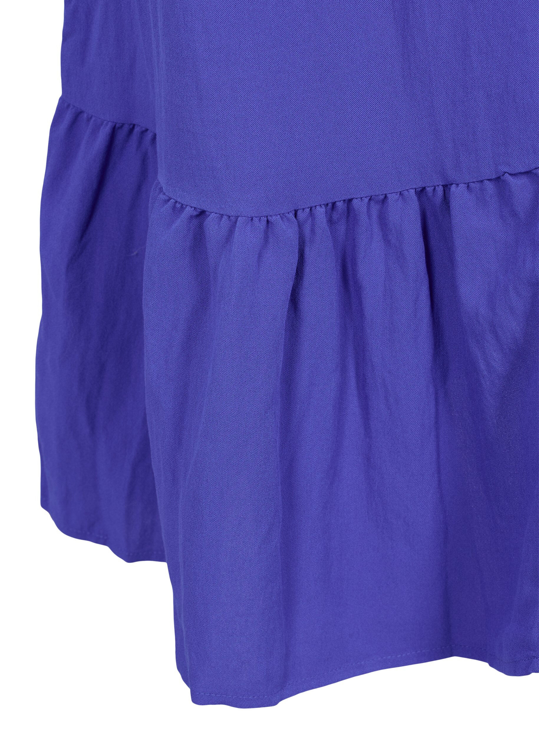 Zizzifashion Short-sleeved viscose dress with v-neck, Dazzling Blue, Packshot image number 3
