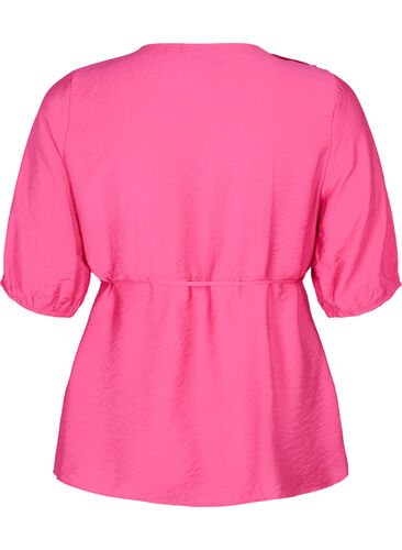 Wrap blouse in viscose with 1/2 sleeves, Beetroot Purple, Packshot image number 1