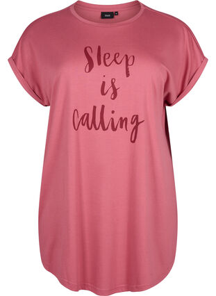 Short sleeve nightgown with text print, Slate Rose Sleep, Packshot image number 0