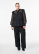Chiffon blouse with ruffle details and small dots, Black, Model image number 1