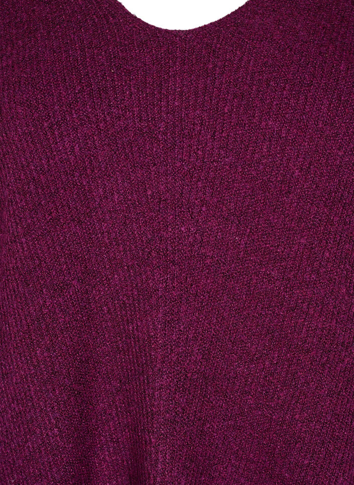 Knitted blouse with v-neck and long sleeves, Potent P. Black Mel., Packshot image number 2