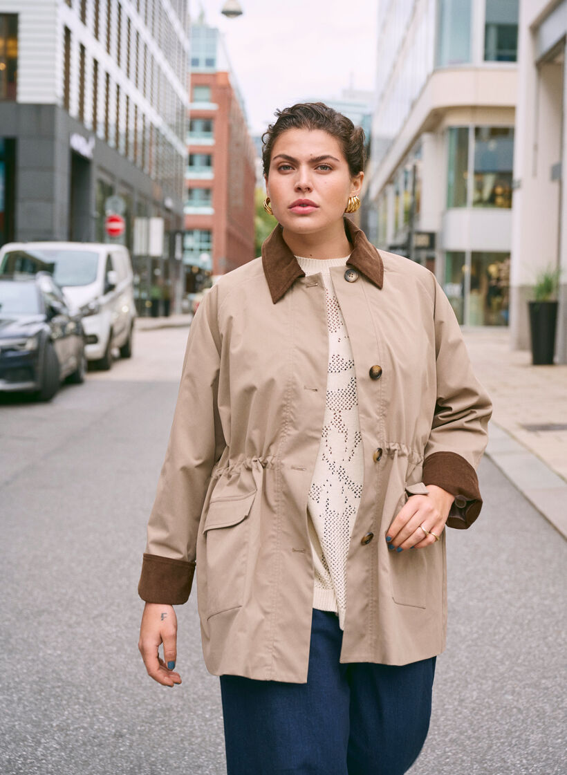 Spring jacket with contrasting corduroy details, Desert Taupe, Image image number 0