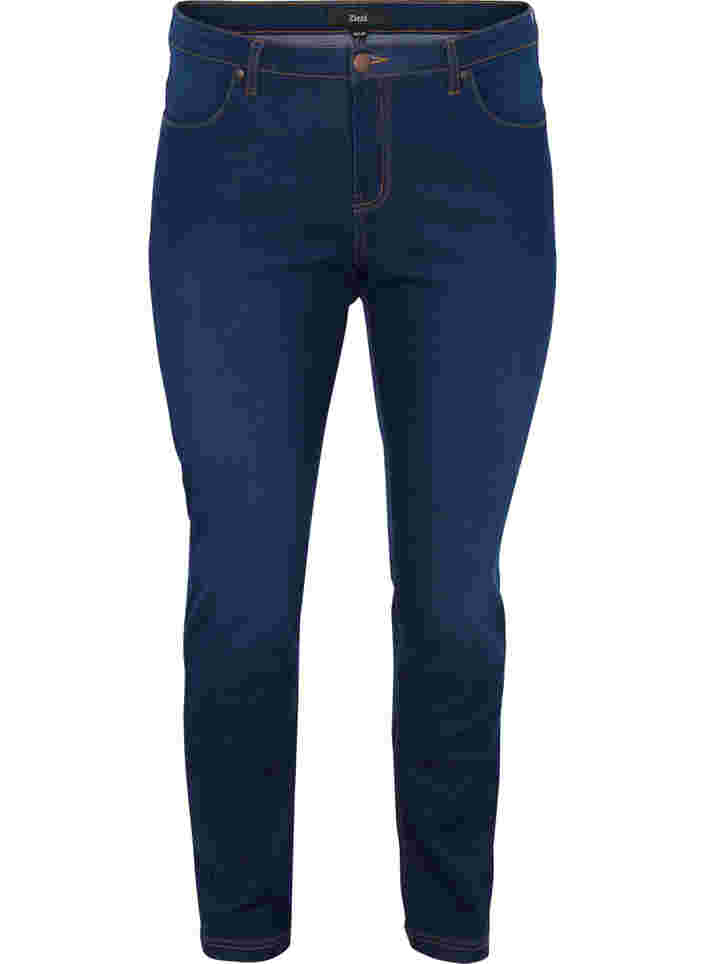Slim fit Emily jeans with normal waist, Blue denim, Packshot image number 0